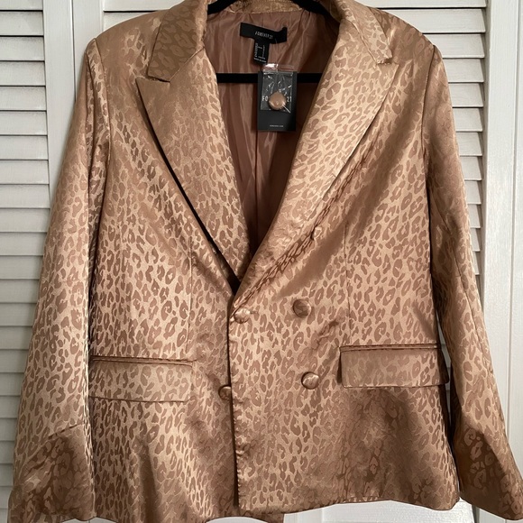 Satin Monochrome Cheetah Print Blazer - Picture 7 of 8